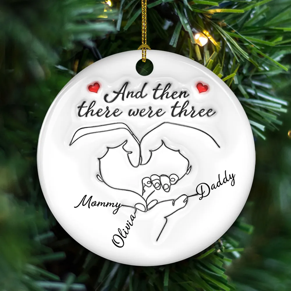 Personalized Ceramic Ornament for Parents – Hand Heart Family Sketch, Christmas Tree Decoration, Sentimental Unique Gift - Image 5