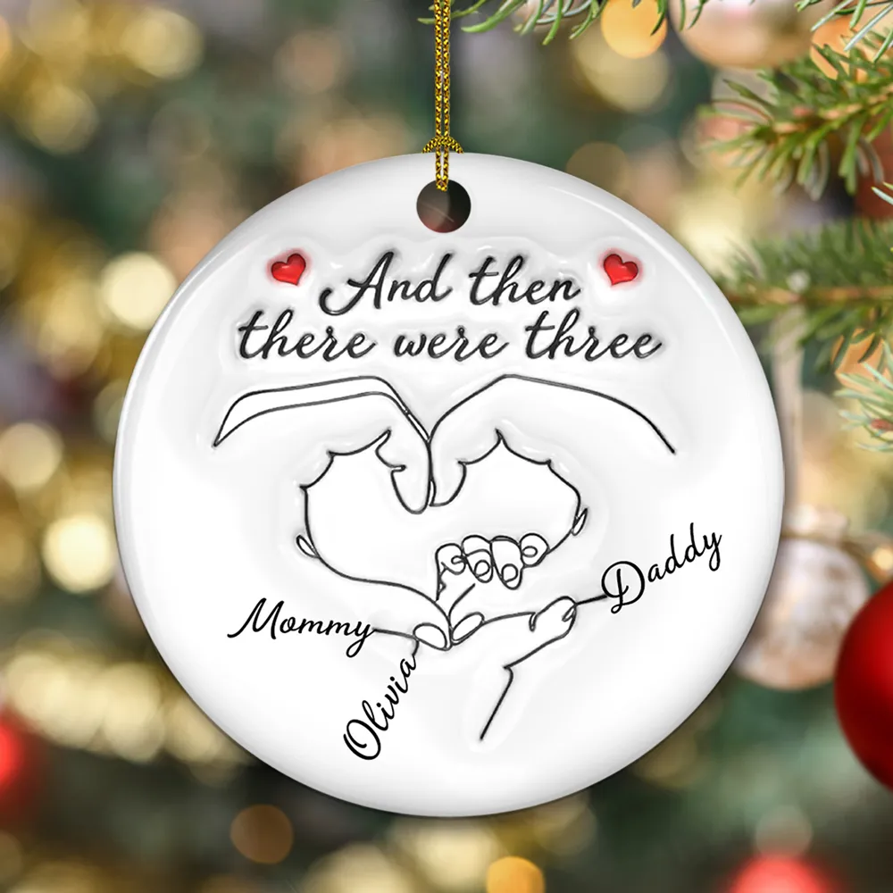 Personalized Ceramic Ornament for Parents – Hand Heart Family Sketch, Christmas Tree Decoration, Sentimental Unique Gift - Image 7
