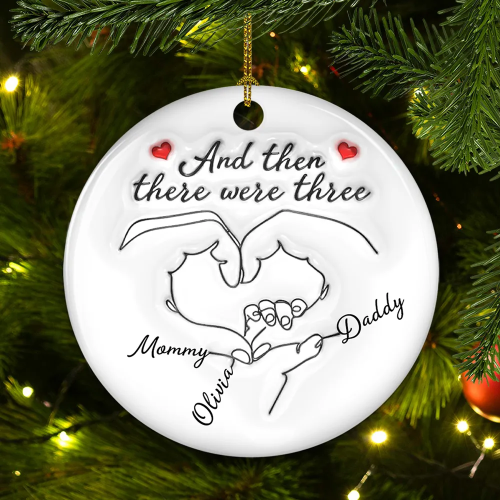 Personalized Ceramic Ornament for Parents – Hand Heart Family Sketch, Christmas Tree Decoration, Sentimental Unique Gift - Image 8