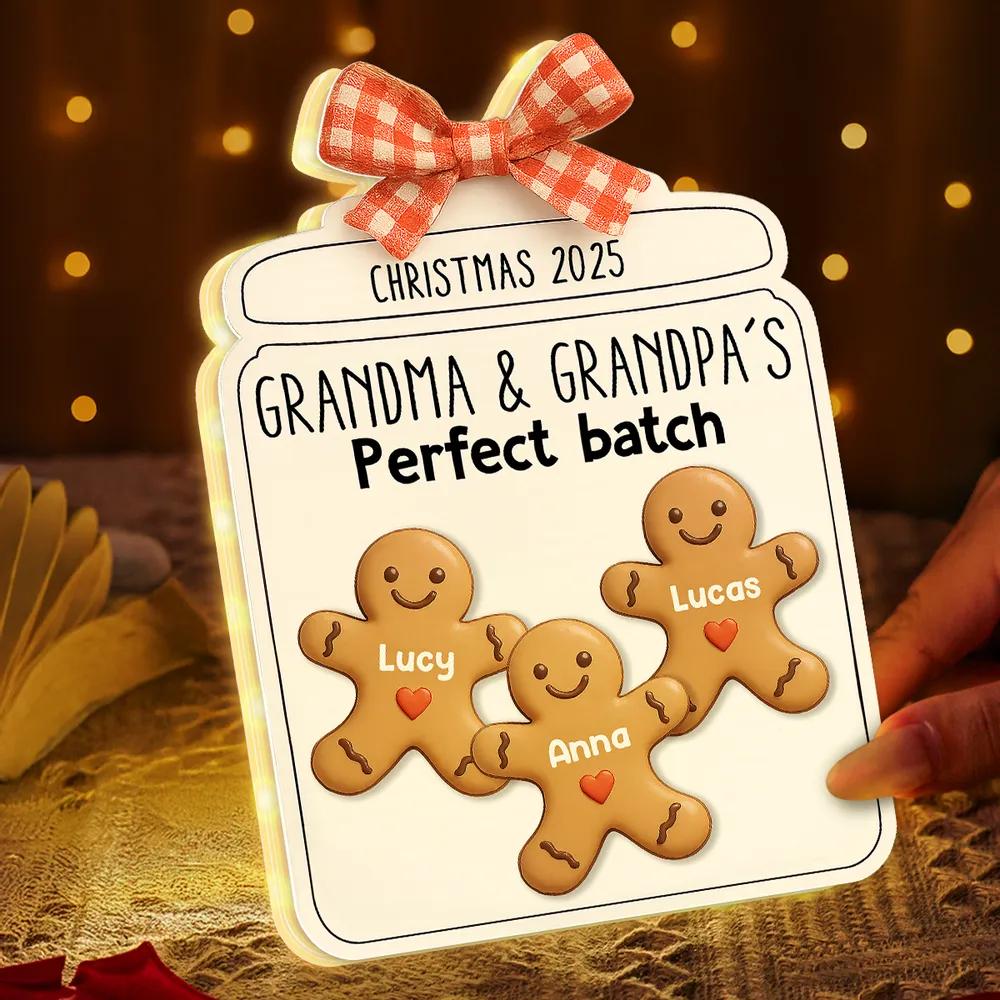 Custom Christmas Acrylic Light Box with Gingerbread Kids Soft Light for Grandparents Cozy Bedroom or Kitchen Décor Unique Gift - Image 8