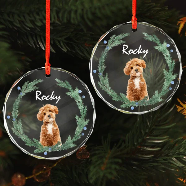 Custom Pet Photo Crystal Ornament for Dog Lovers, Festive Christmas Crystal Ornament Keepsake, Heartwarming Unique Gift for Pet Parents - Image 2