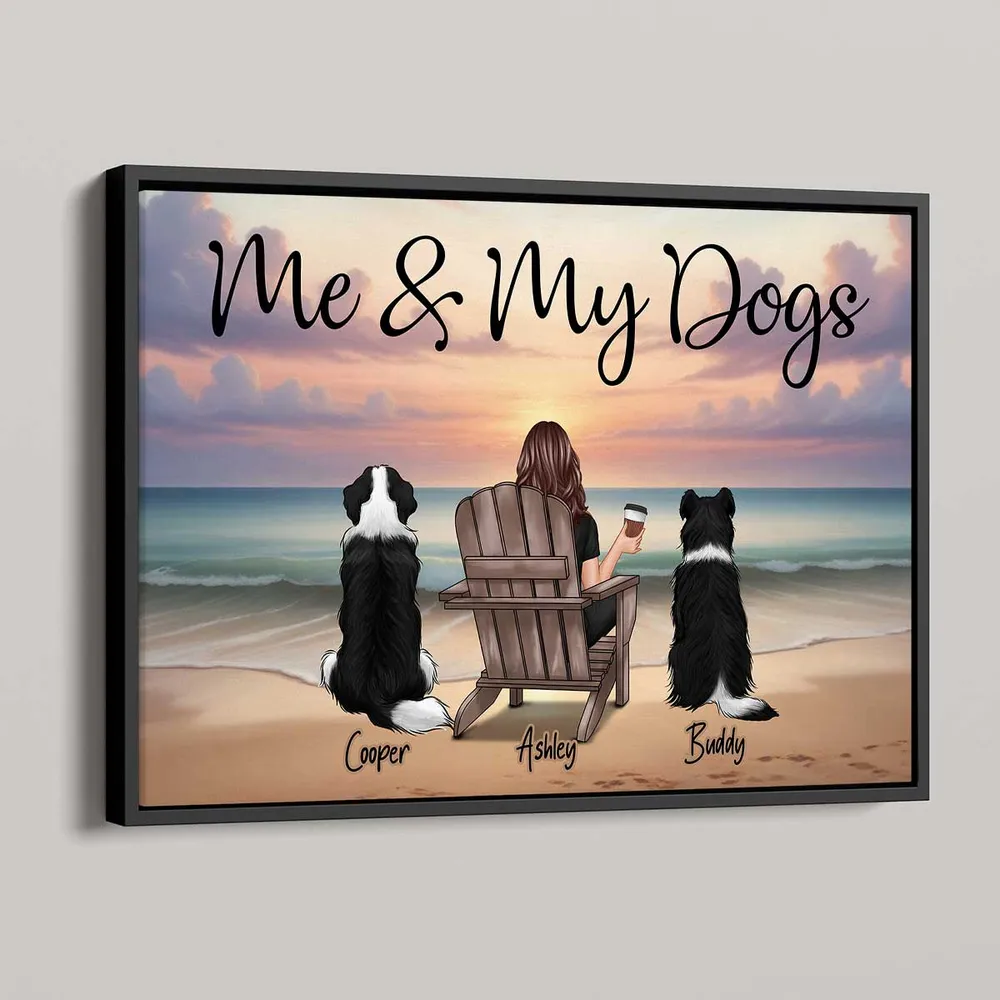 Personalized “Me & My Dogs” Beach Sunset Poster, Custom Pet Lover Wall Art, Unique Gift for Dog Owners - Image 3