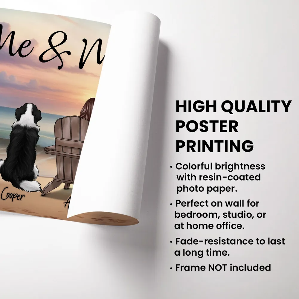 Personalized “Me & My Dogs” Beach Sunset Poster, Custom Pet Lover Wall Art, Unique Gift for Dog Owners - Image 4