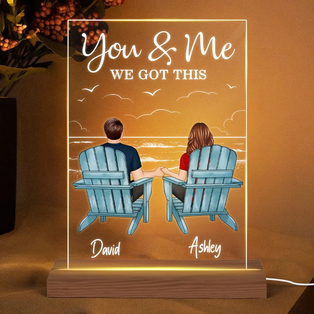 Personalized LED Light Plaque for Couple, Beach Back View Scene, Cozy Ambient Light, Unique Romantic Gift for Him or Her - Image 2
