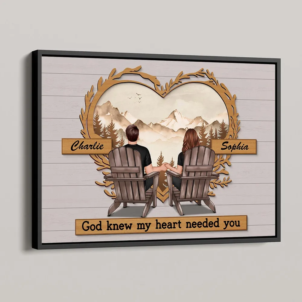 Couple Mountain View Poster – “God Knew My Heart Needed You” wall art, a perfect romantic gift for couples - Image 4