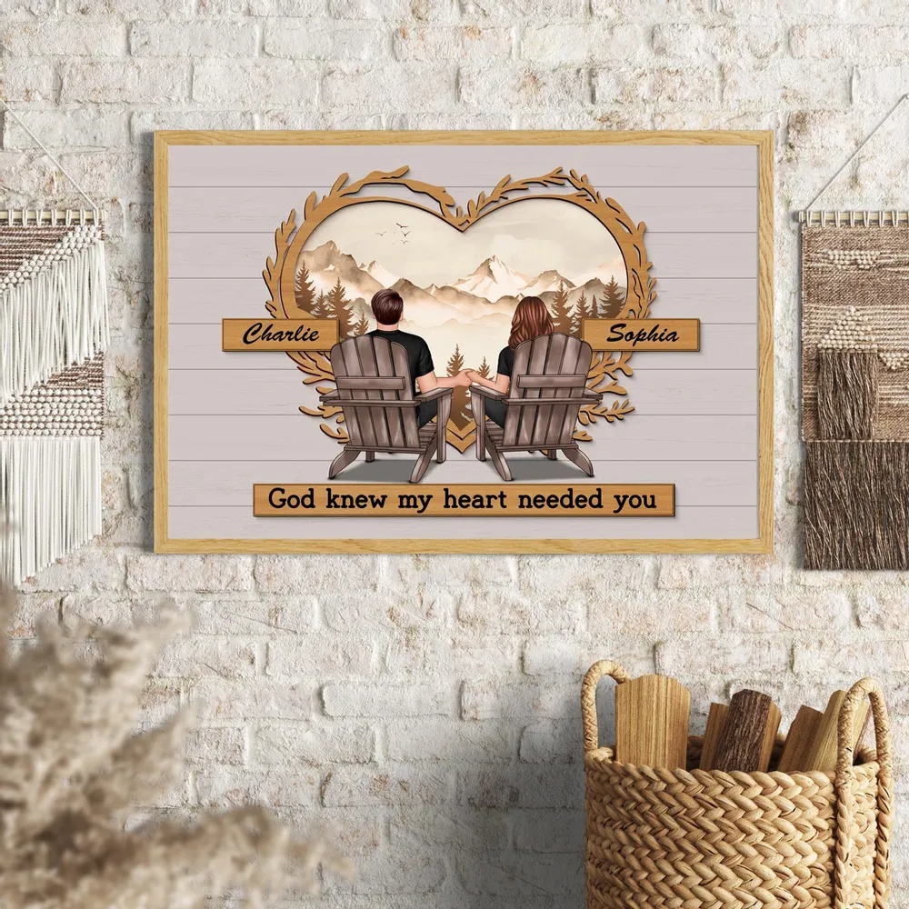 Couple Mountain View Poster – “God Knew My Heart Needed You” wall art, a perfect romantic gift for couples - Image 5