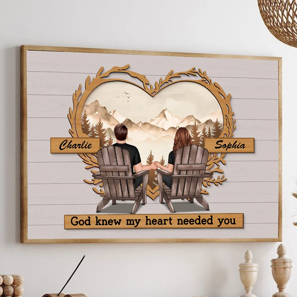 Couple Mountain View Poster – “God Knew My Heart Needed You” wall art, a perfect romantic gift for couples - Image 7