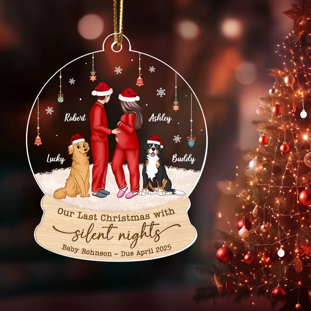 Personalized Acrylic Ornament for Expecting Parents, Last Christmas with Silent Nights, Romantic Winter Scene, Unique Christmas Gift - Image 5