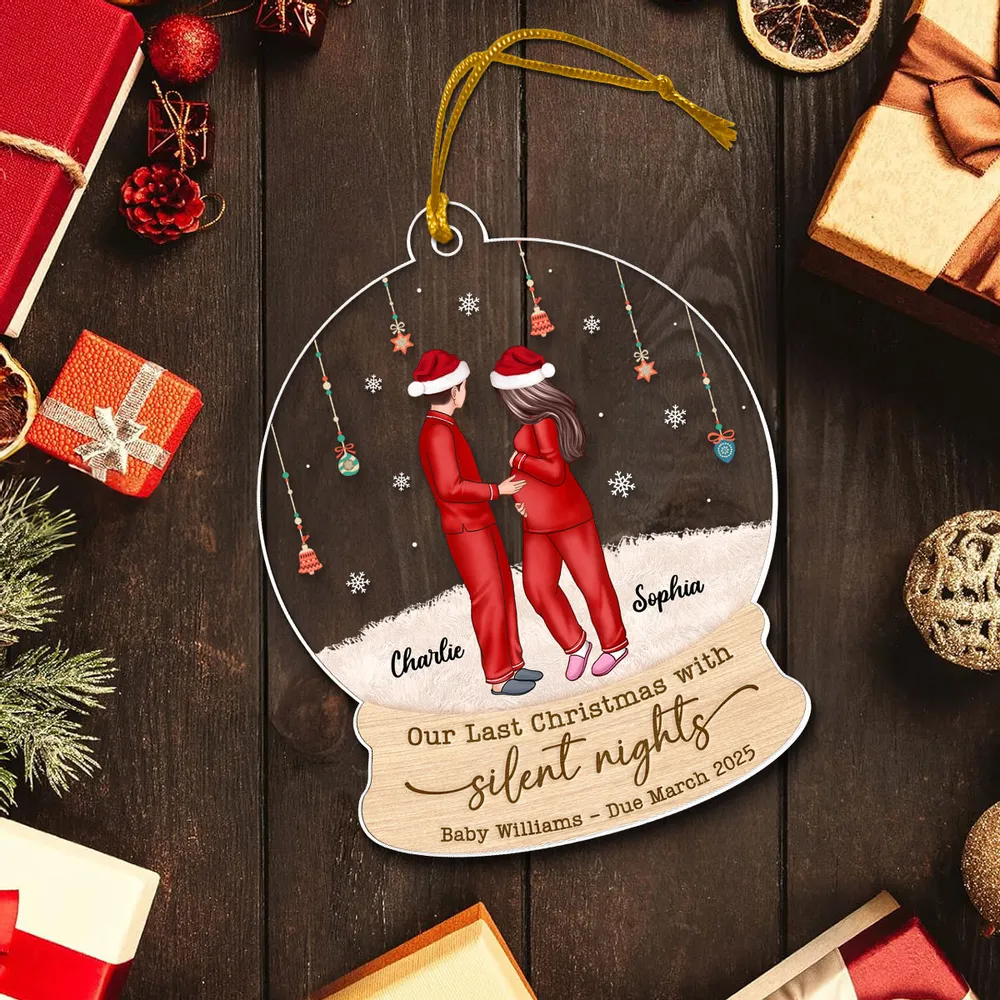 Personalized Acrylic Ornament for Expecting Parents, Last Christmas with Silent Nights, Romantic Winter Scene, Unique Christmas Gift - Image 7