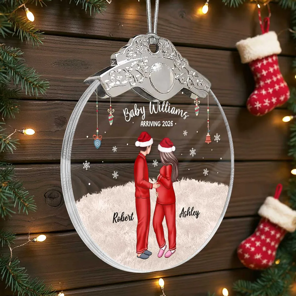 Personalized Silver Capped Glass Ornament for Expecting Parents with Pets, Cozy Christmas Keepsake, Unique Family Gift - Image 8