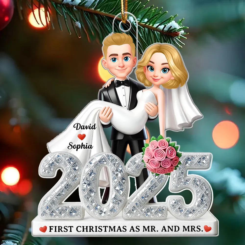 Personalized Acrylic Ornament for Newlyweds – Our First Christmas Married Couple Design, Sparkling Detail, Unique Keepsake Gift - Image 8