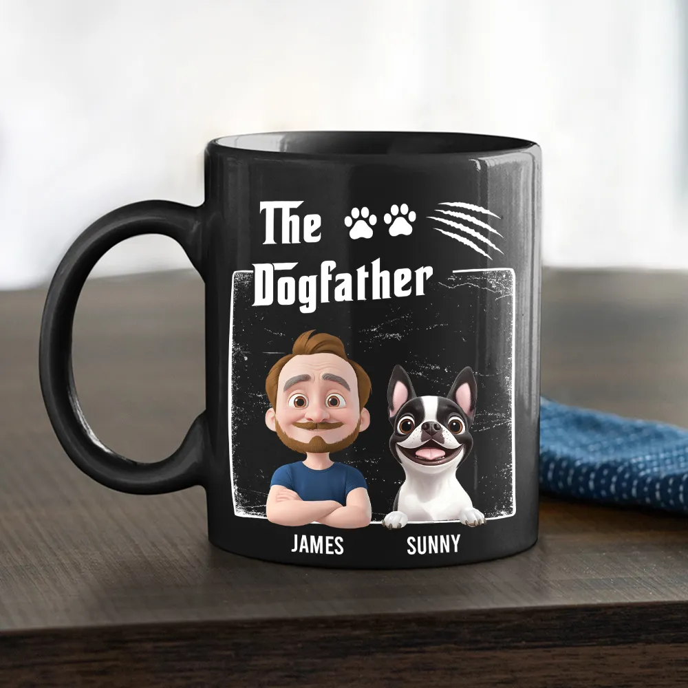 Personalized Dogfather Full Color Mug with Cartoon Man & Dog – Fun Coffee Gift for Dog Dads & Unique Birthday Surprise - Image 5