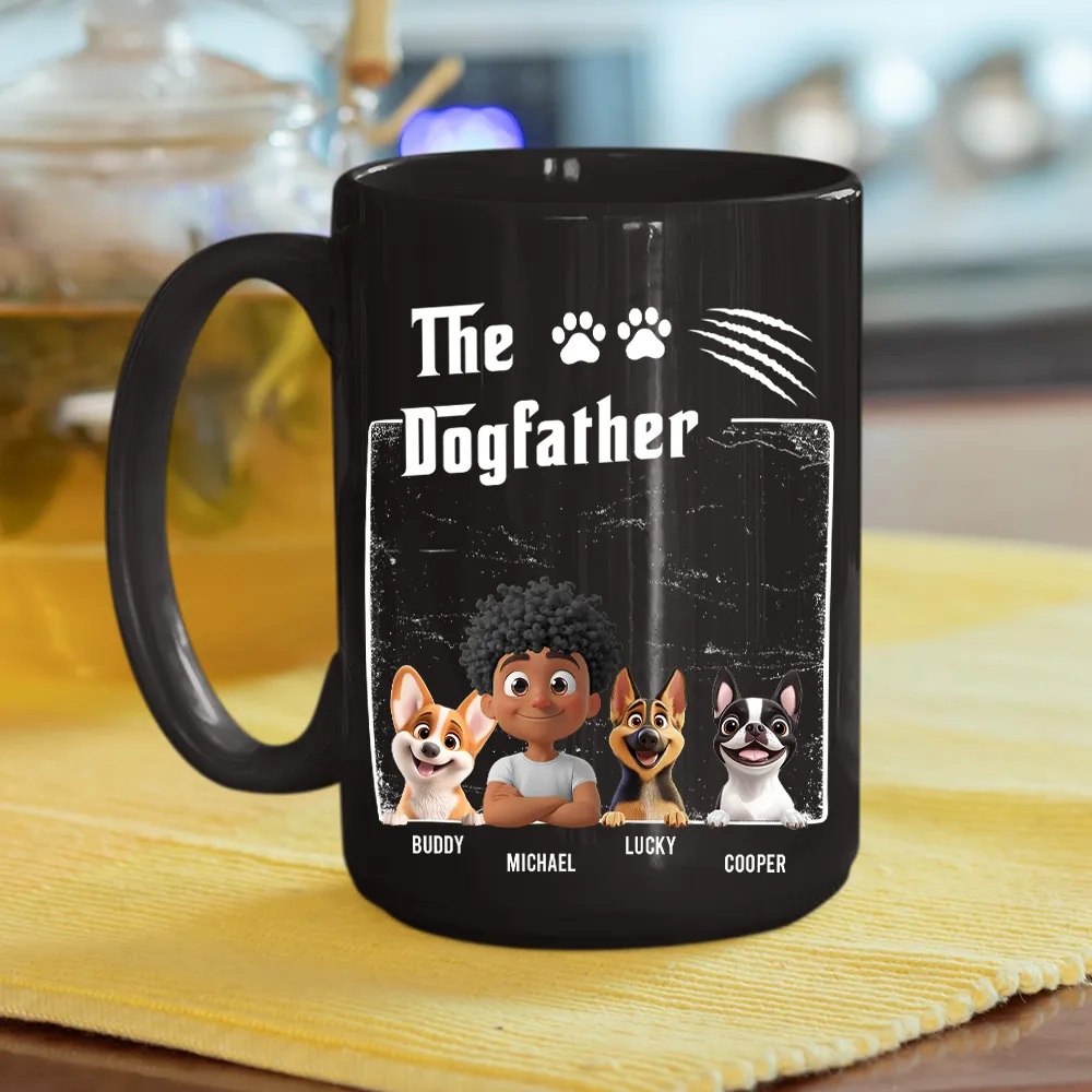 Personalized Dogfather Full Color Mug with Cartoon Man & Dog – Fun Coffee Gift for Dog Dads & Unique Birthday Surprise - Image 6