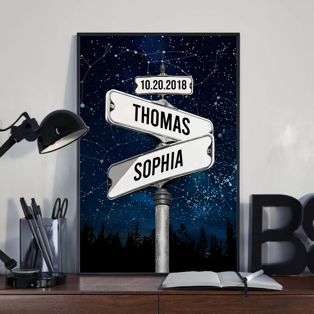 Personalized Star Map Poster with Street Sign Names, Custom Night Sky Wall Art, Unique Gift for Couples and Anniversaries - Image 7