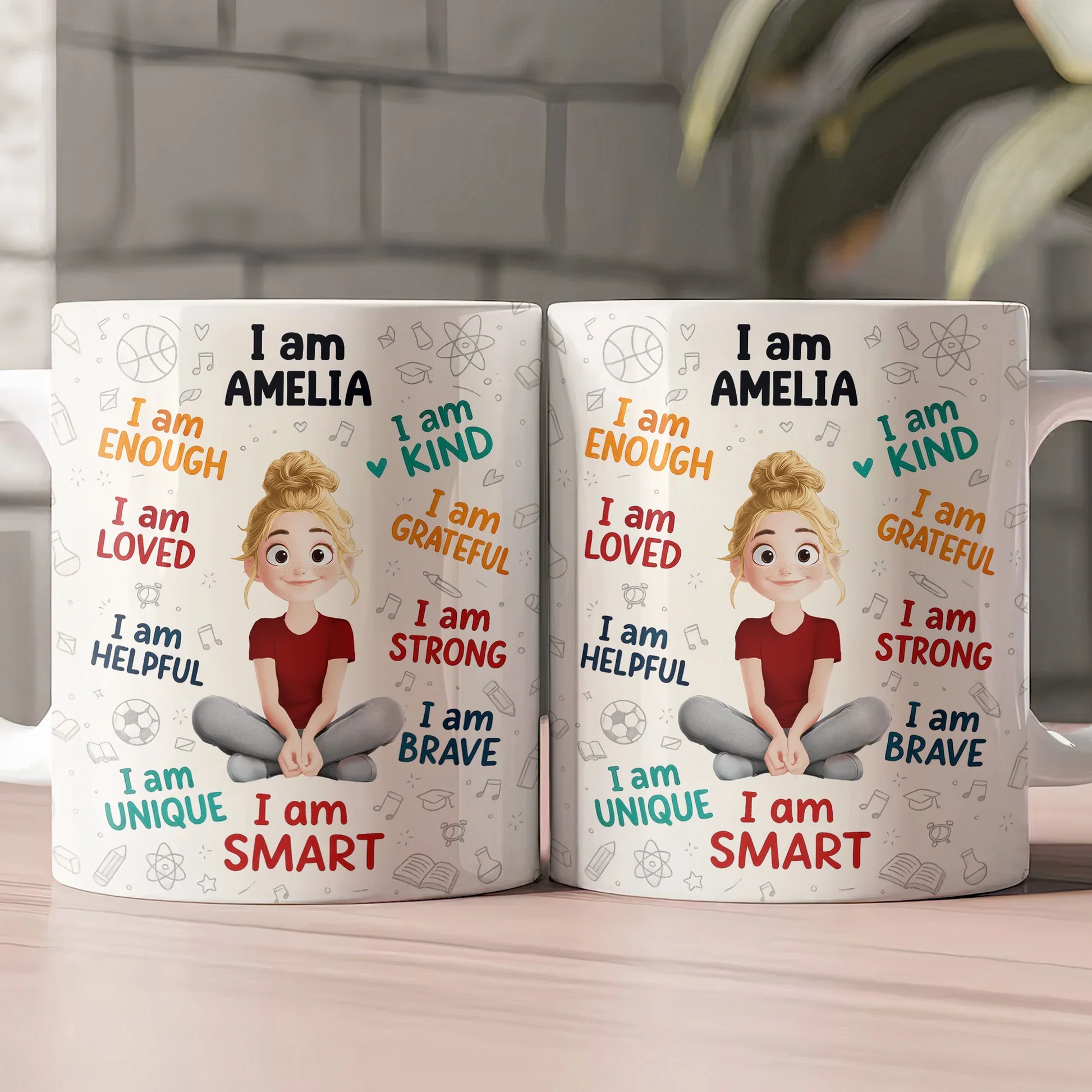 Personalized Kids Affirmation Mug β Cute Cartoon Character, Daily Confidence Boost Gift for Children - Image 2