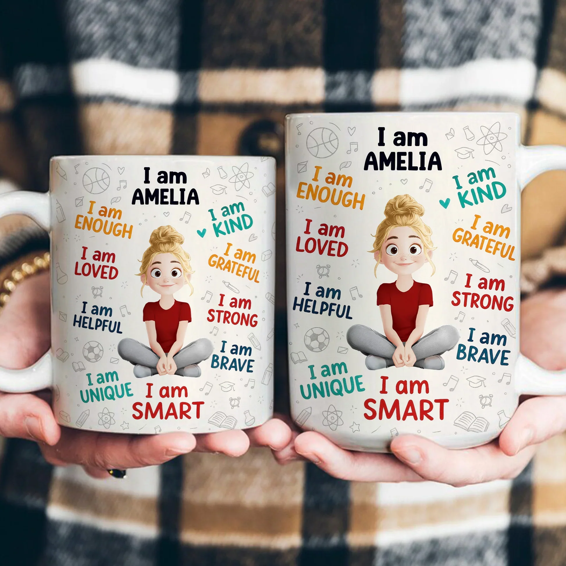 Personalized Kids Affirmation Mug β Cute Cartoon Character, Daily Confidence Boost Gift for Children - Image 3