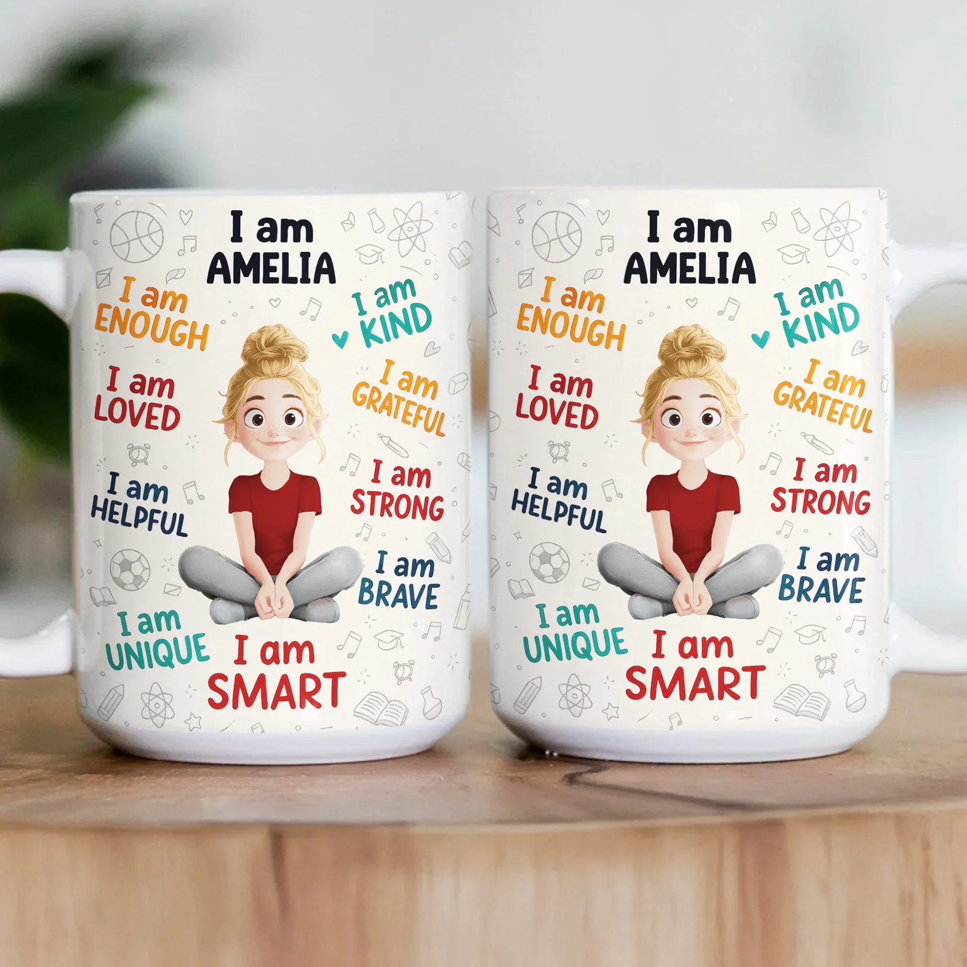 Personalized Kids Affirmation Mug β Cute Cartoon Character, Daily Confidence Boost Gift for Children - Image 5