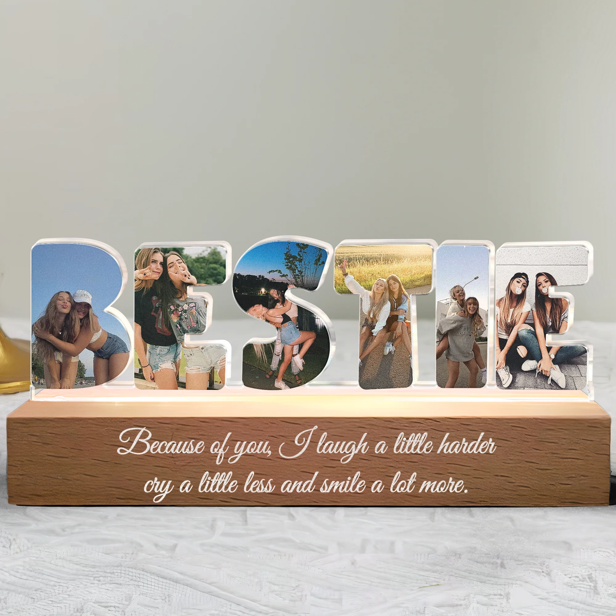 Custom Friendship Shaped Acrylic Block LED Plaque Night Light Gift, Multiple Roles To Choose From - Image 5