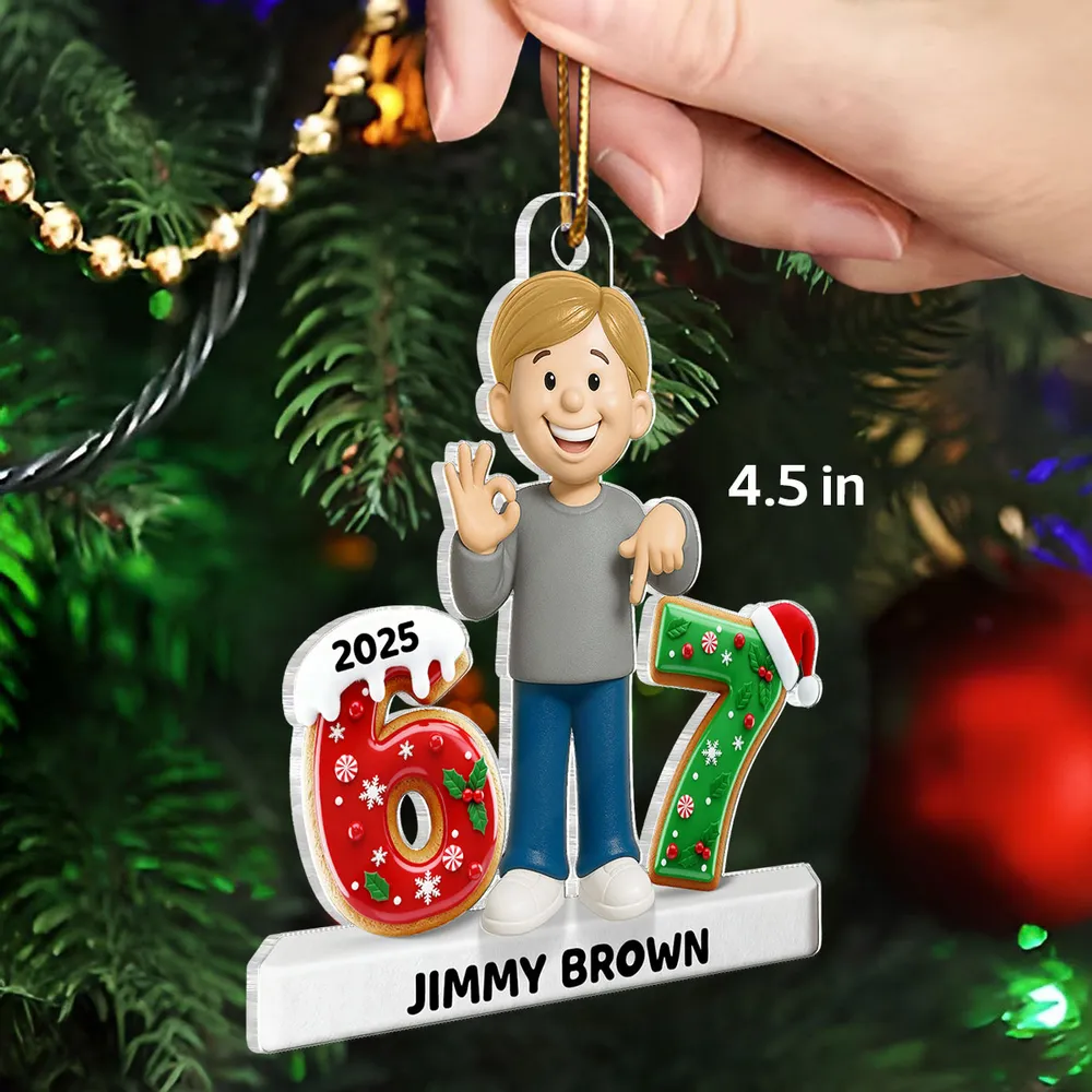 Personalized Acrylic Ornament with Cute Cartoon Boy & Christmas Numbers, Festive Tree Decor & Unique Kids Gift - Image 9