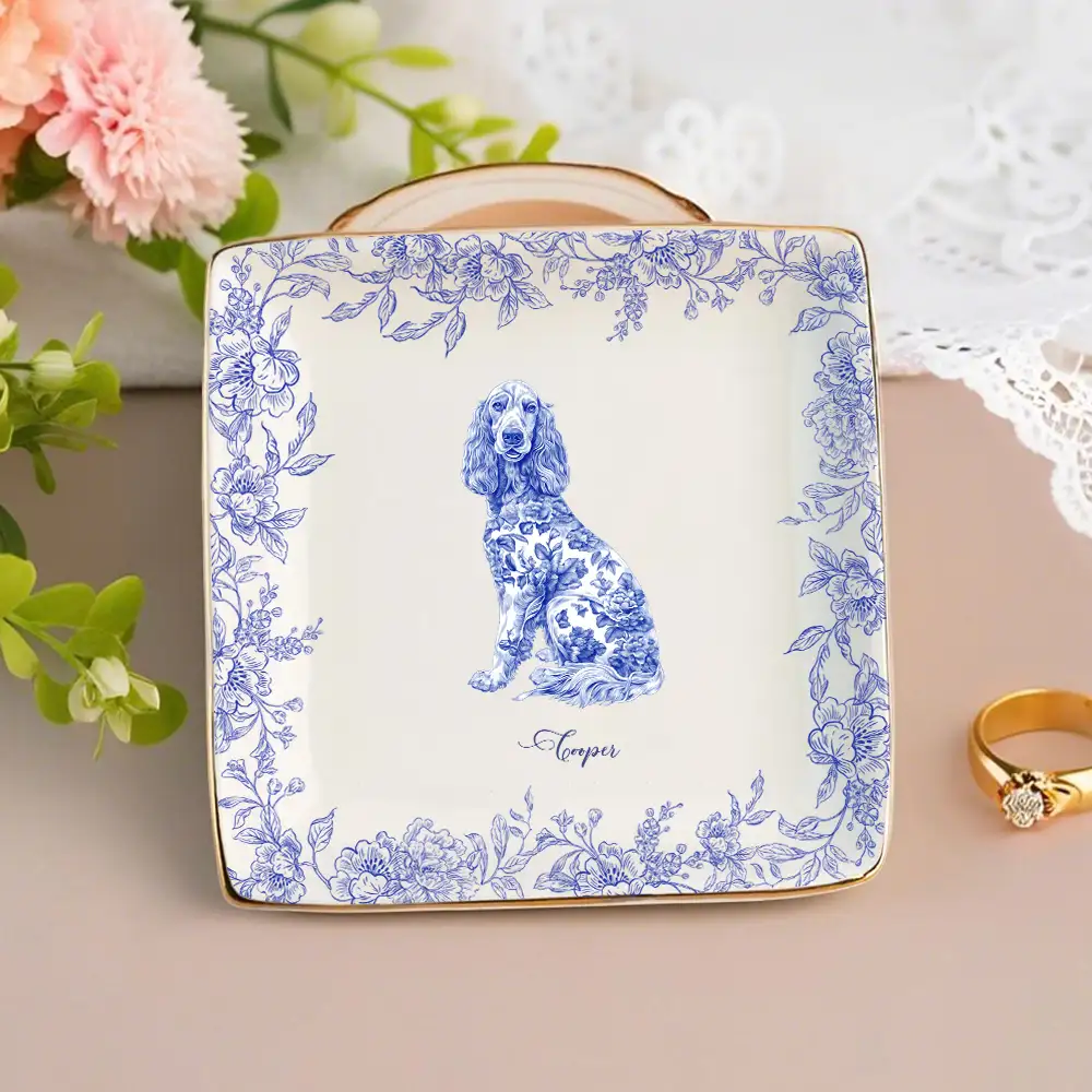 Custom Dog Lover Bone China Plaque in Toile de Jouy Style โ Collectible Pet Wall Decor & Thoughtful Holiday or Anniversary Gift - Image 5