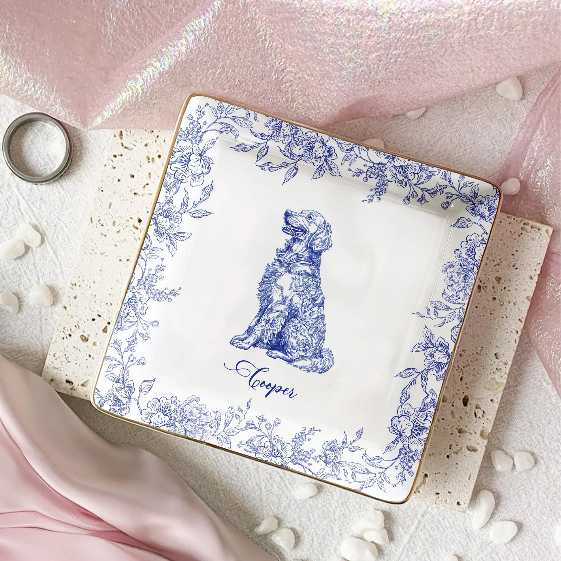 Custom Dog Lover Bone China Plaque in Toile de Jouy Style โ Collectible Pet Wall Decor & Thoughtful Holiday or Anniversary Gift - Image 6