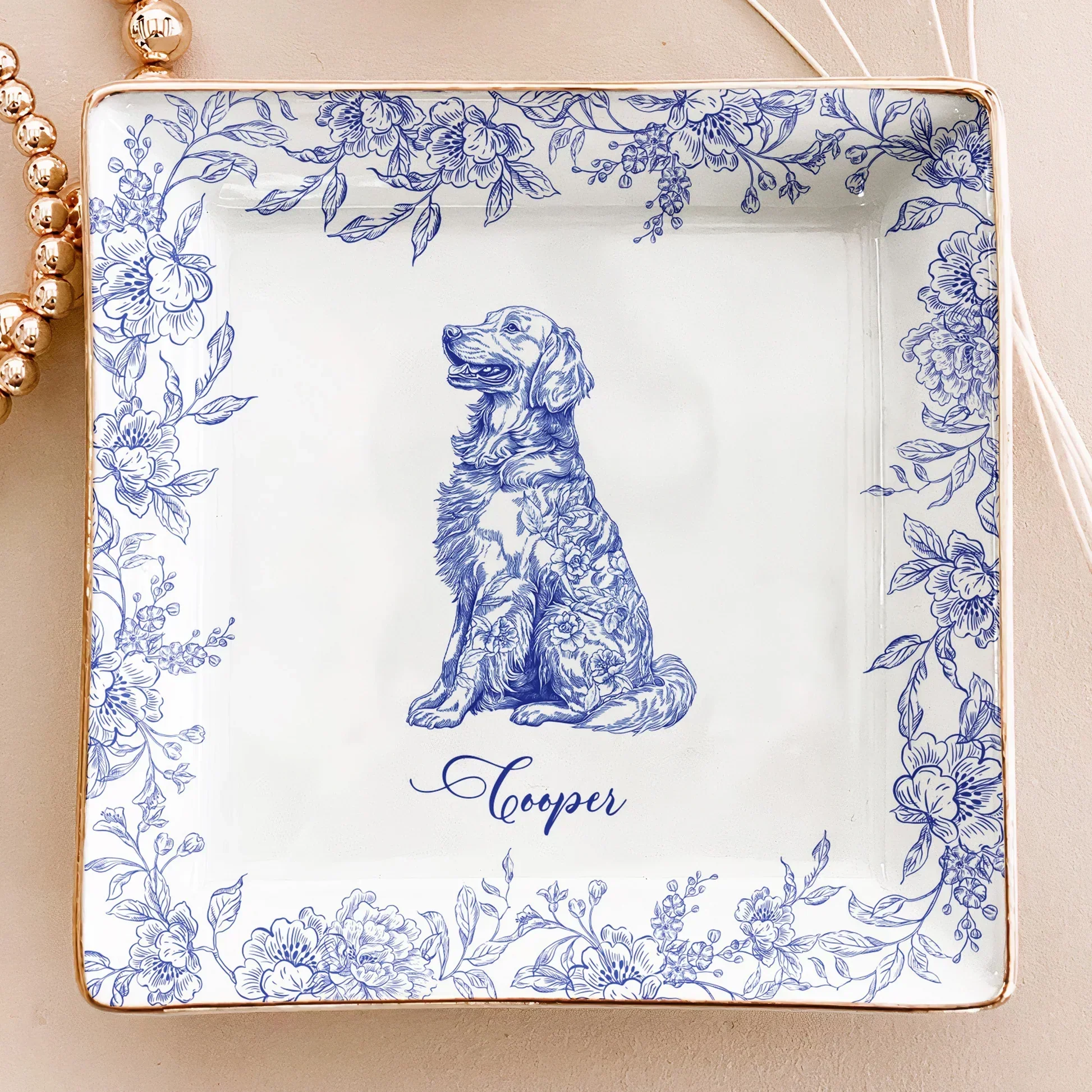 Custom Dog Lover Bone China Plaque in Toile de Jouy Style โ Collectible Pet Wall Decor & Thoughtful Holiday or Anniversary Gift - Image 7