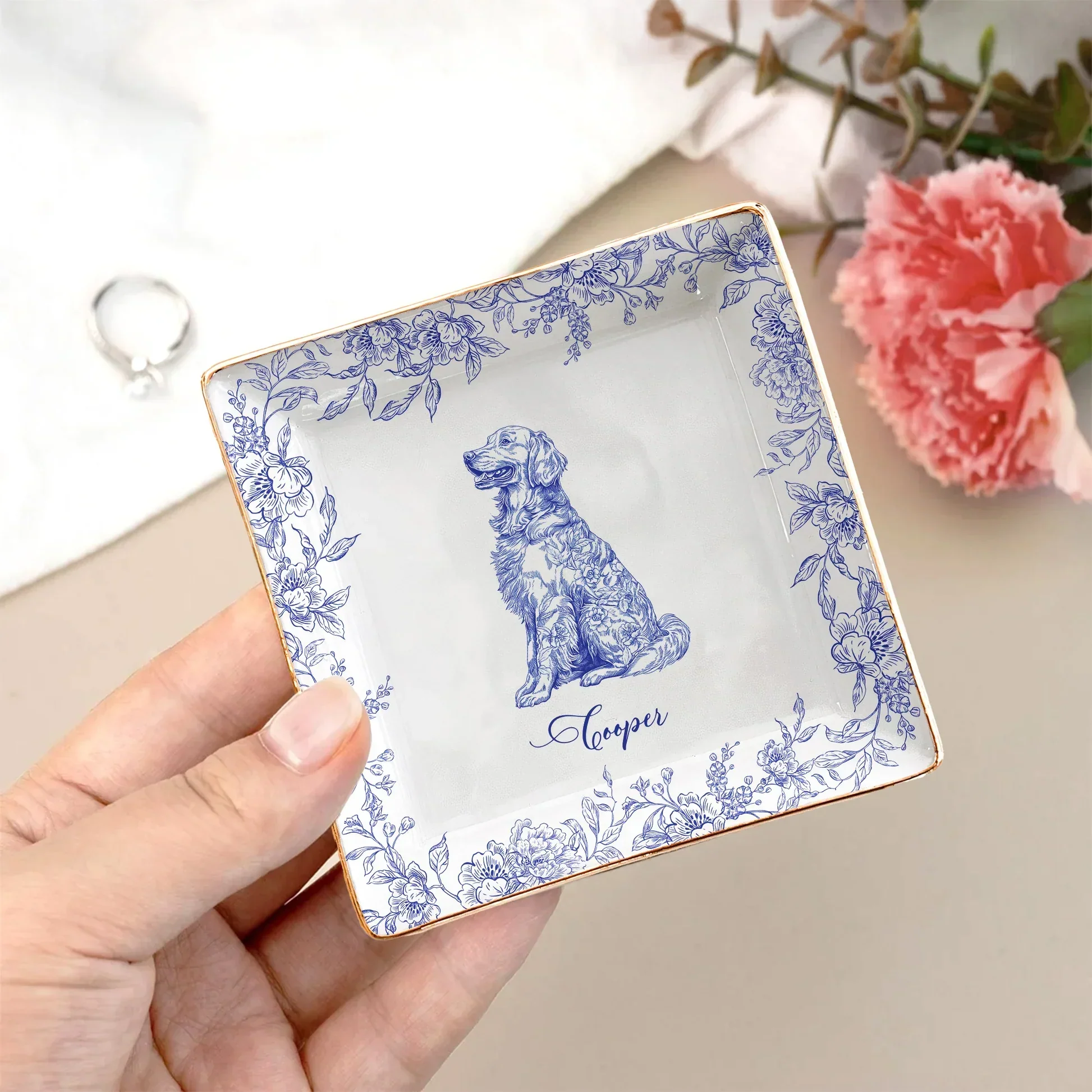 Custom Dog Lover Bone China Plaque in Toile de Jouy Style โ Collectible Pet Wall Decor & Thoughtful Holiday or Anniversary Gift - Image 8
