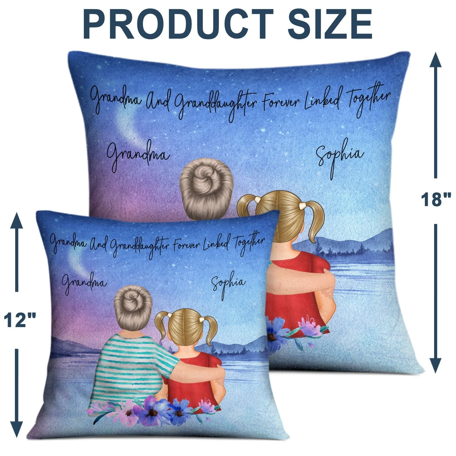 Mother And Daughter Pillow With Watercolor Mountain View, Hugging Scene Cushion, Unique Gift For Mom And Cozy Sofa Decor - Image 4