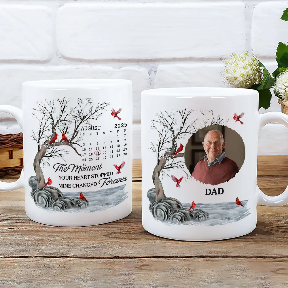 Custom Memorial White Ceramic Mug with Photo & Cardinals – Personalized Remembrance Keepsake, Comforting Unique Gift - Image 2