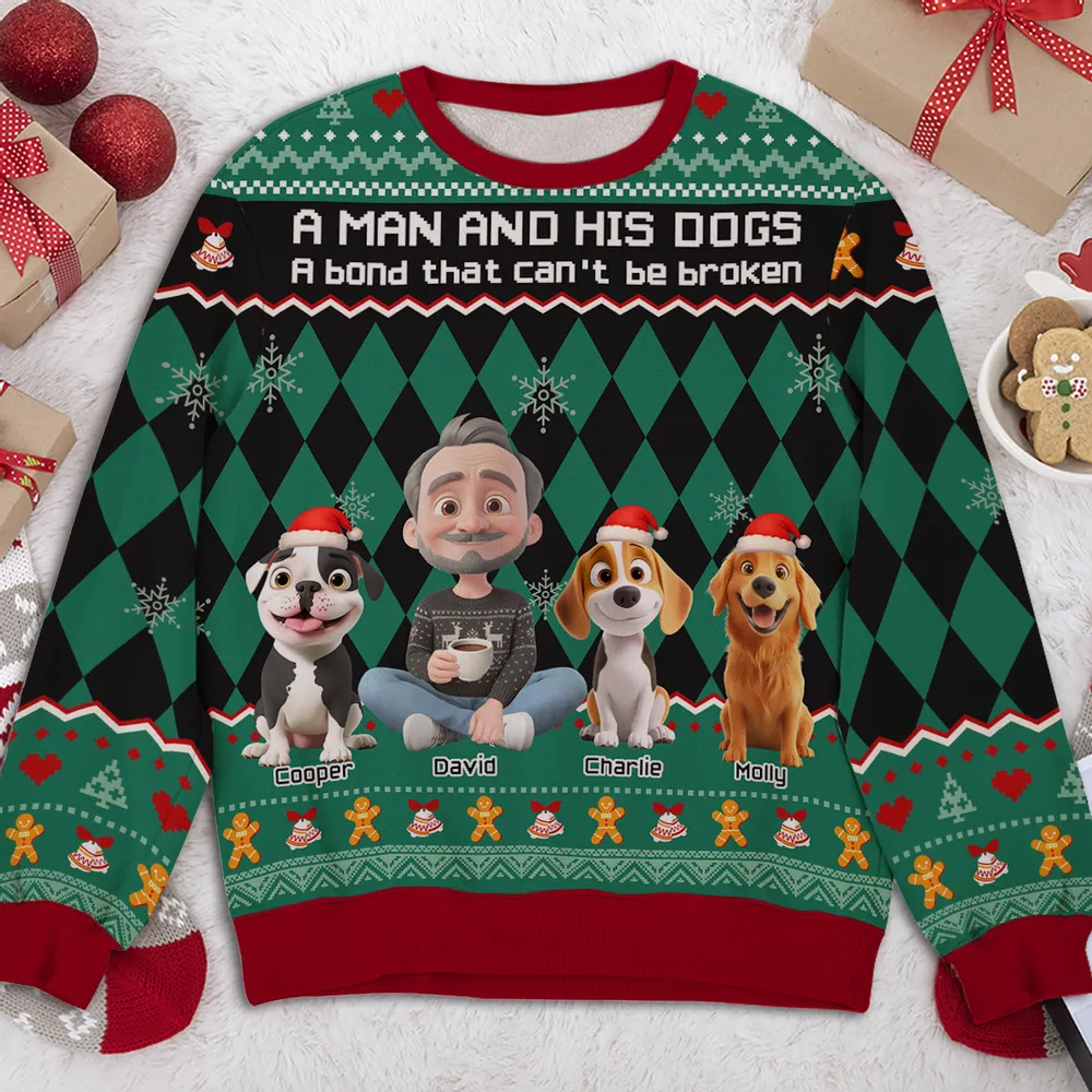 Personalized Printed Sweatshirt for Dog Dads – A Man and His Dog Christmas Gift, Unique Cozy Holiday Surprise - Image 5