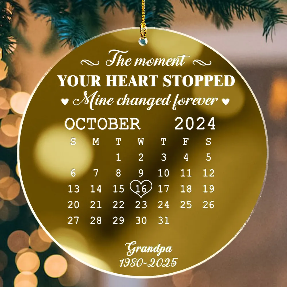Acrylic Ornament Memorial Keepsake Calendar The Moment Your Heart Stopped Unique Sympathy Gift - Image 2