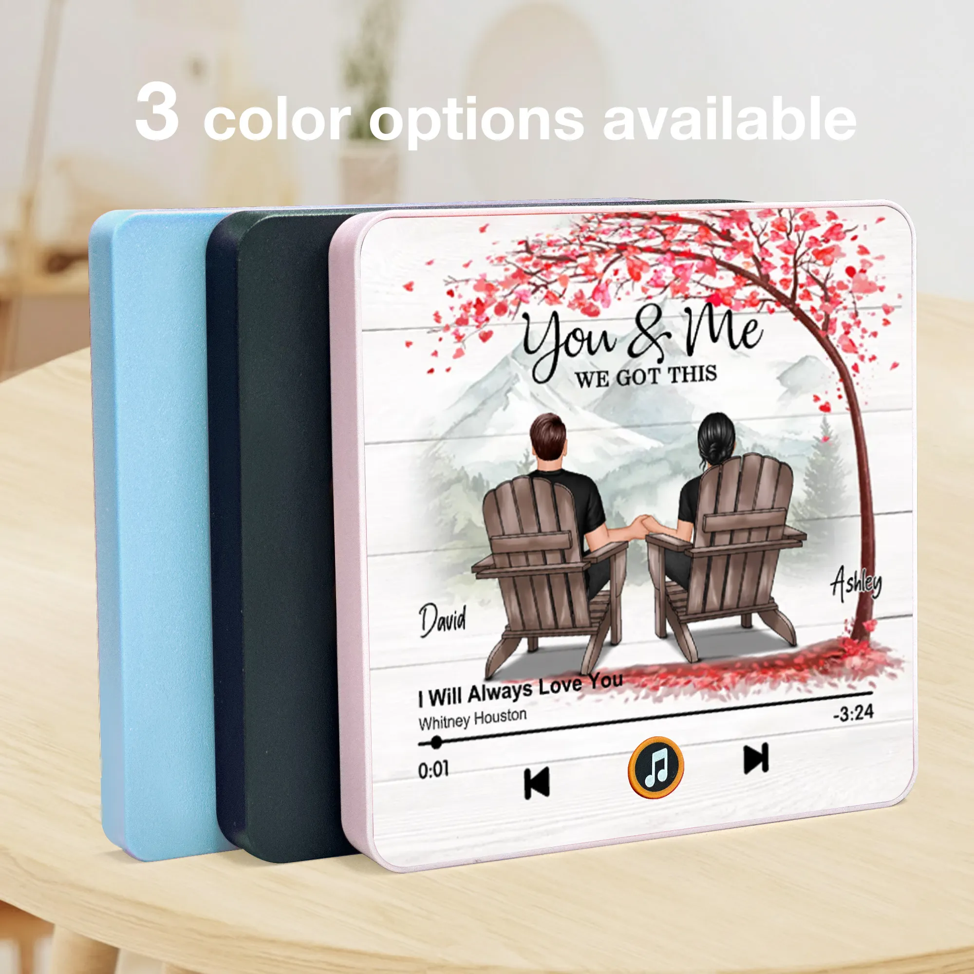 Personalized Acrylic Music Magnet for Couple – You & Me We Got This Mountain View Design, Unique Romantic Gift - Image 3