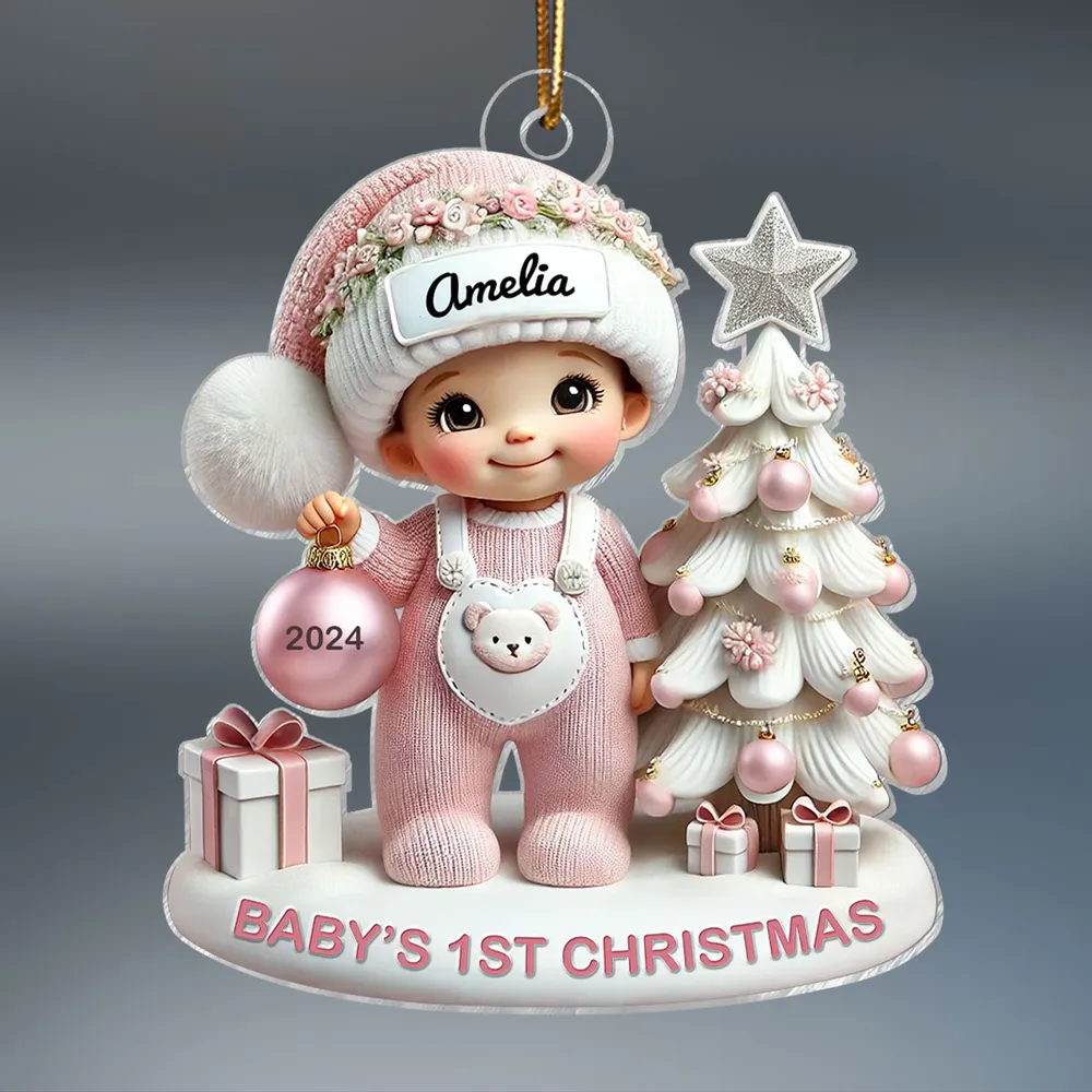 Personalized Acrylic Ornament for Baby's First Christmas – Cute Pastel Tree Design, Keepsake Holiday Decor & Unique New Baby Gift - Image 4