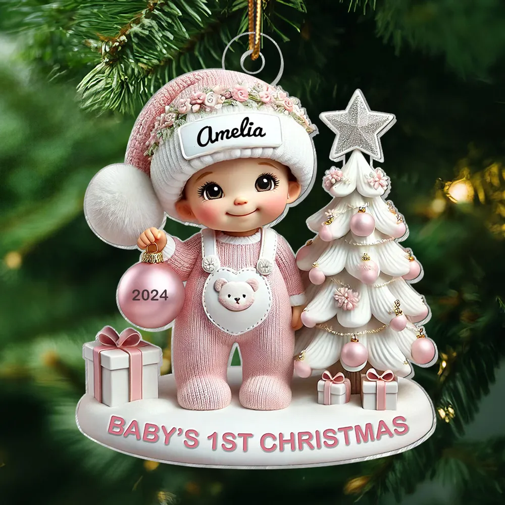 Personalized Acrylic Ornament for Baby's First Christmas – Cute Pastel Tree Design, Keepsake Holiday Decor & Unique New Baby Gift - Image 6