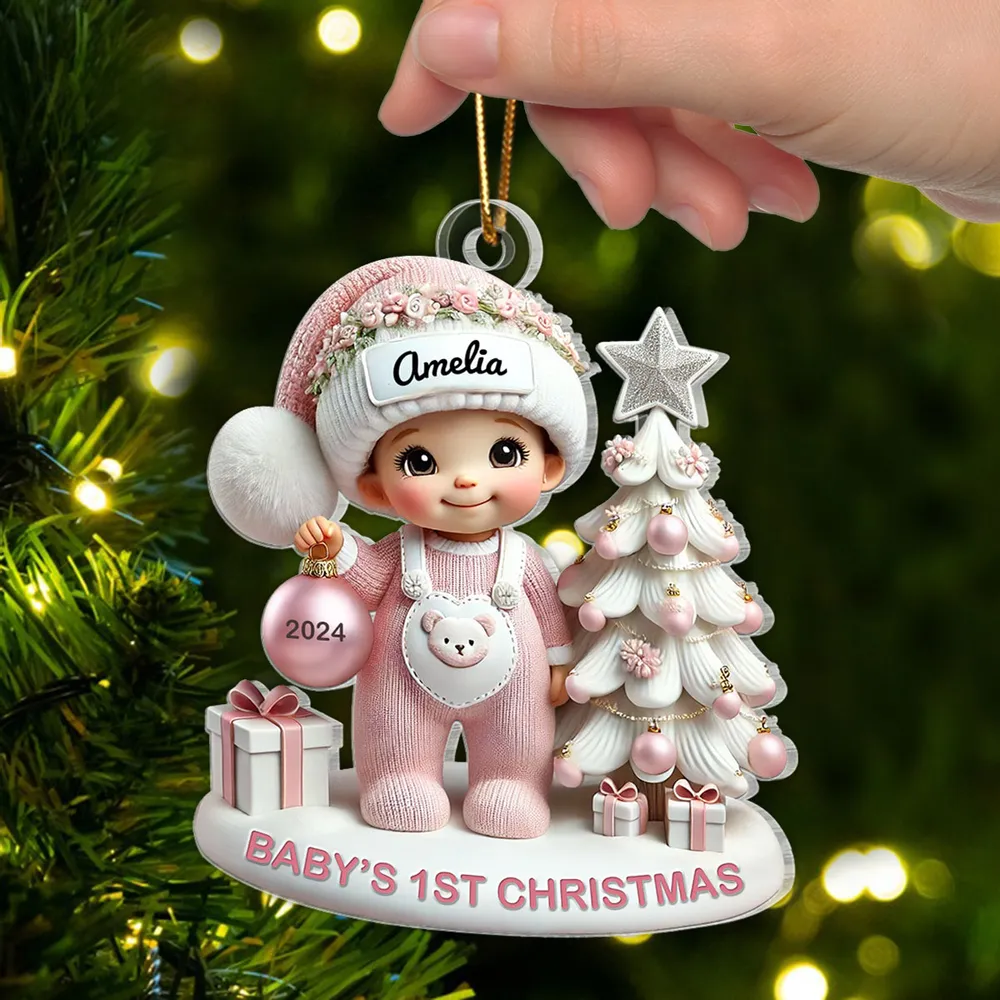 Personalized Acrylic Ornament for Baby's First Christmas – Cute Pastel Tree Design, Keepsake Holiday Decor & Unique New Baby Gift - Image 9