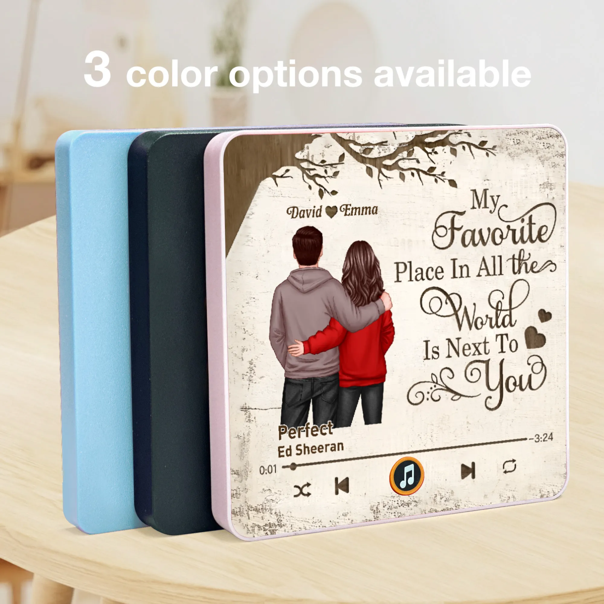 Acrylic Music Magnet with Hugging Couple Artwork β My Favorite Place Is Next To You β Romantic Keepsake, Unique Gift for Couples - Image 7