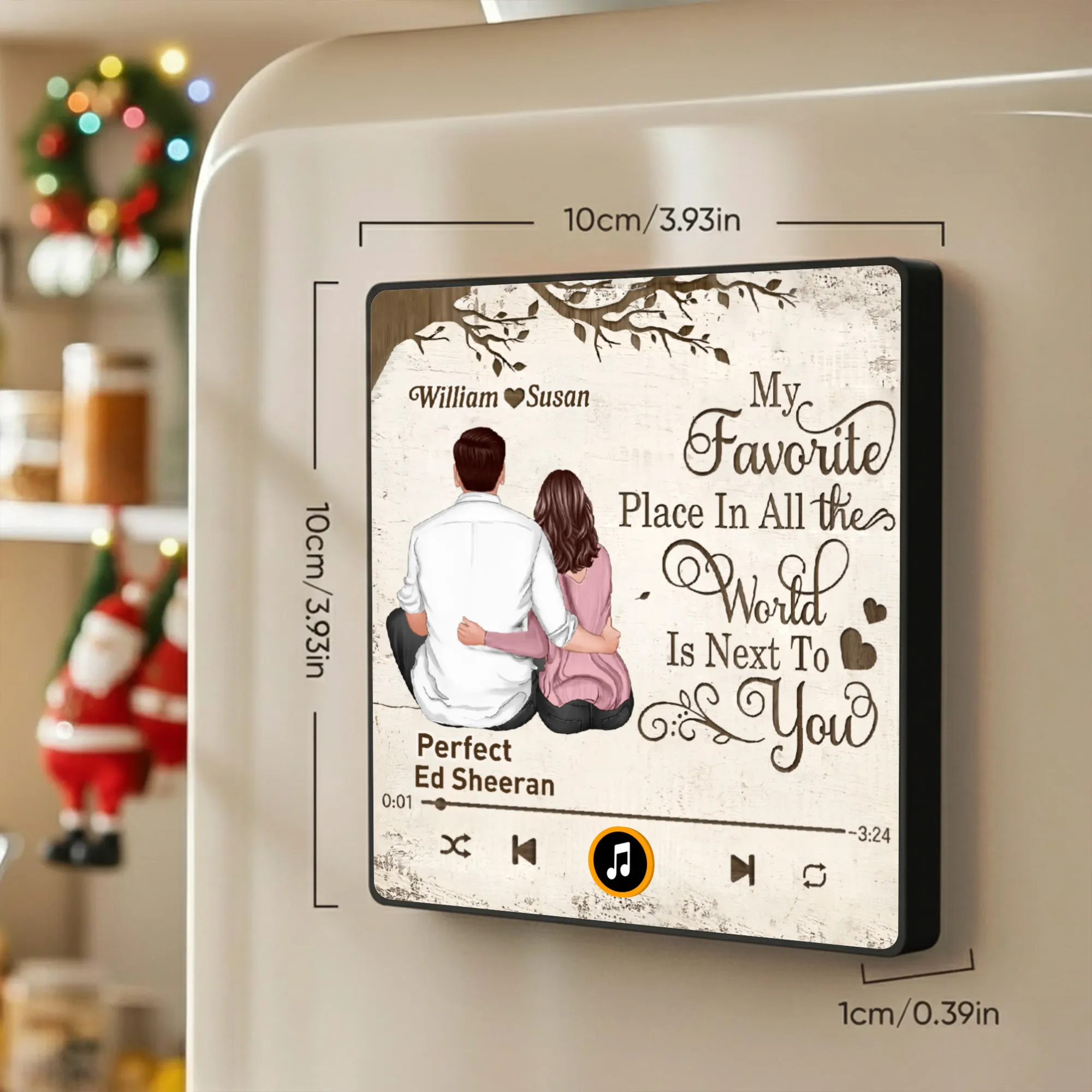 Personalized Acrylic Music Magnet for Couple – My Favorite Place Is Next to You, Romantic Fridge Decor & Unique Gift - Image 4