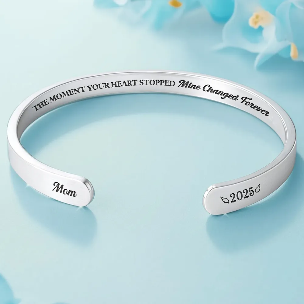 Personalized Stainless Steel Cuff Bracelet Memorial Gift · Custom Message Keepsake for Loved One · Always Loved Never Forgotten - Image 2