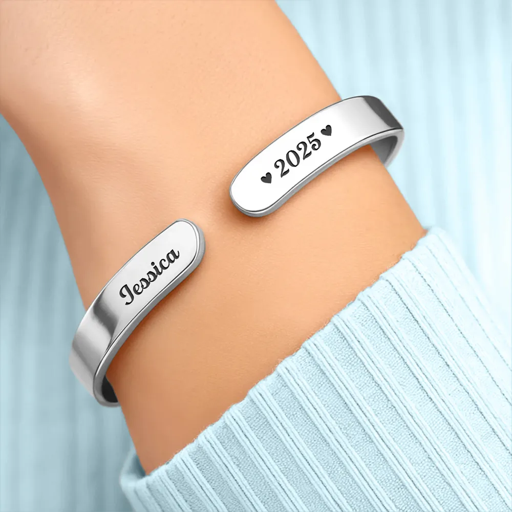 Personalized Stainless Steel Cuff Bracelet Memorial Gift · Custom Message Keepsake for Loved One · Always Loved Never Forgotten - Image 5