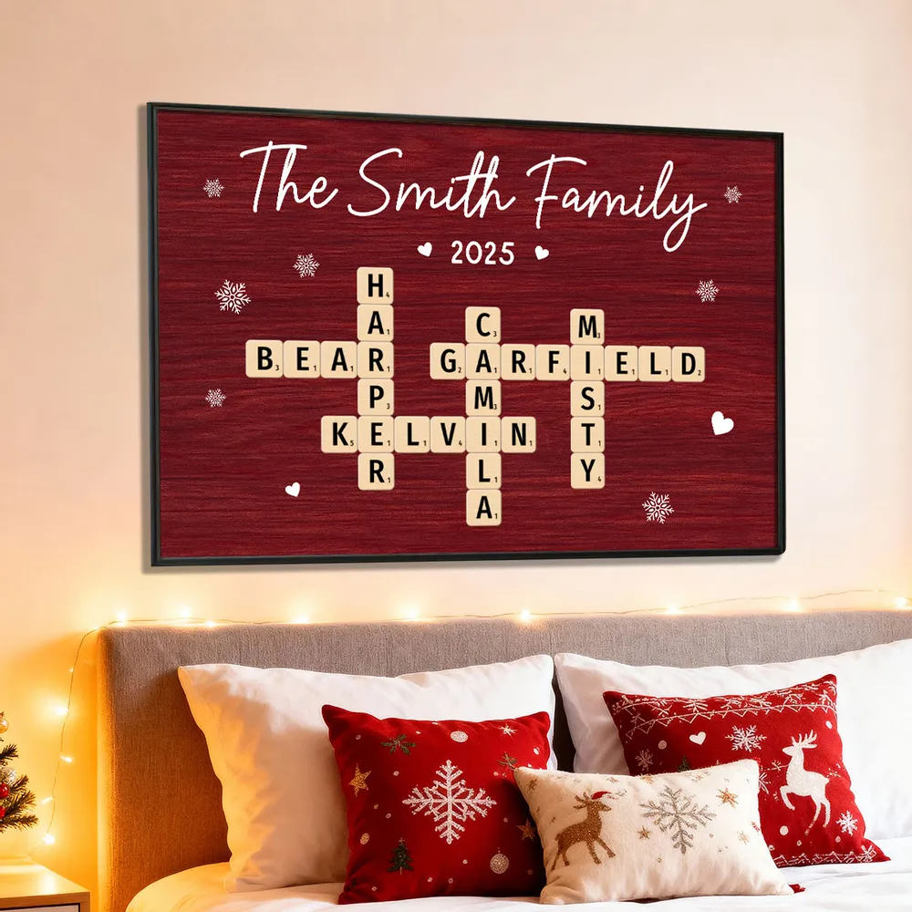 Personalized Family Name Poster with Crossword Tiles, Custom Wall Art for a Cozy Holiday Home, Unique Gift for Loved Ones or Housewarming - Image 3