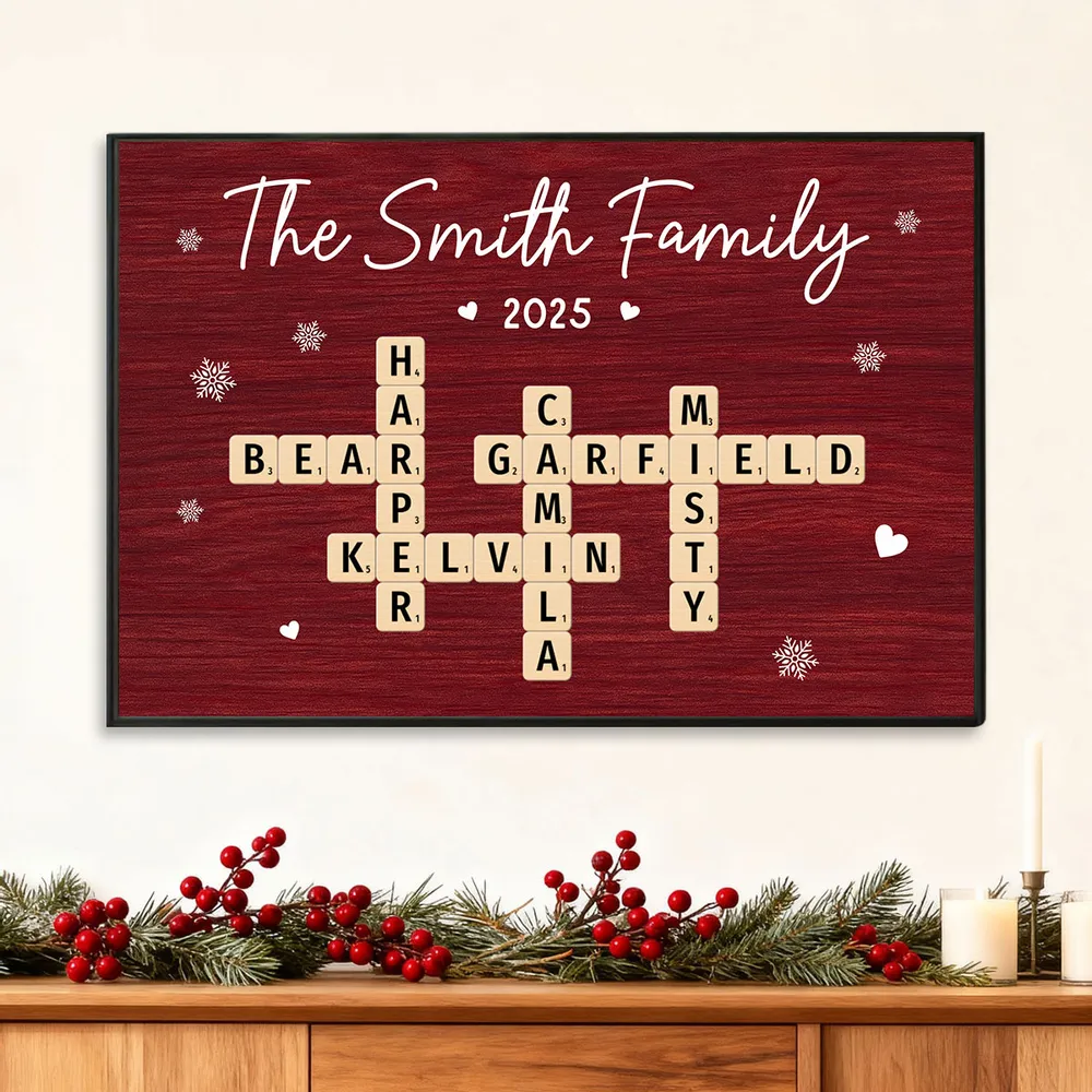 Personalized Family Name Poster with Crossword Tiles, Custom Wall Art for a Cozy Holiday Home, Unique Gift for Loved Ones or Housewarming - Image 7