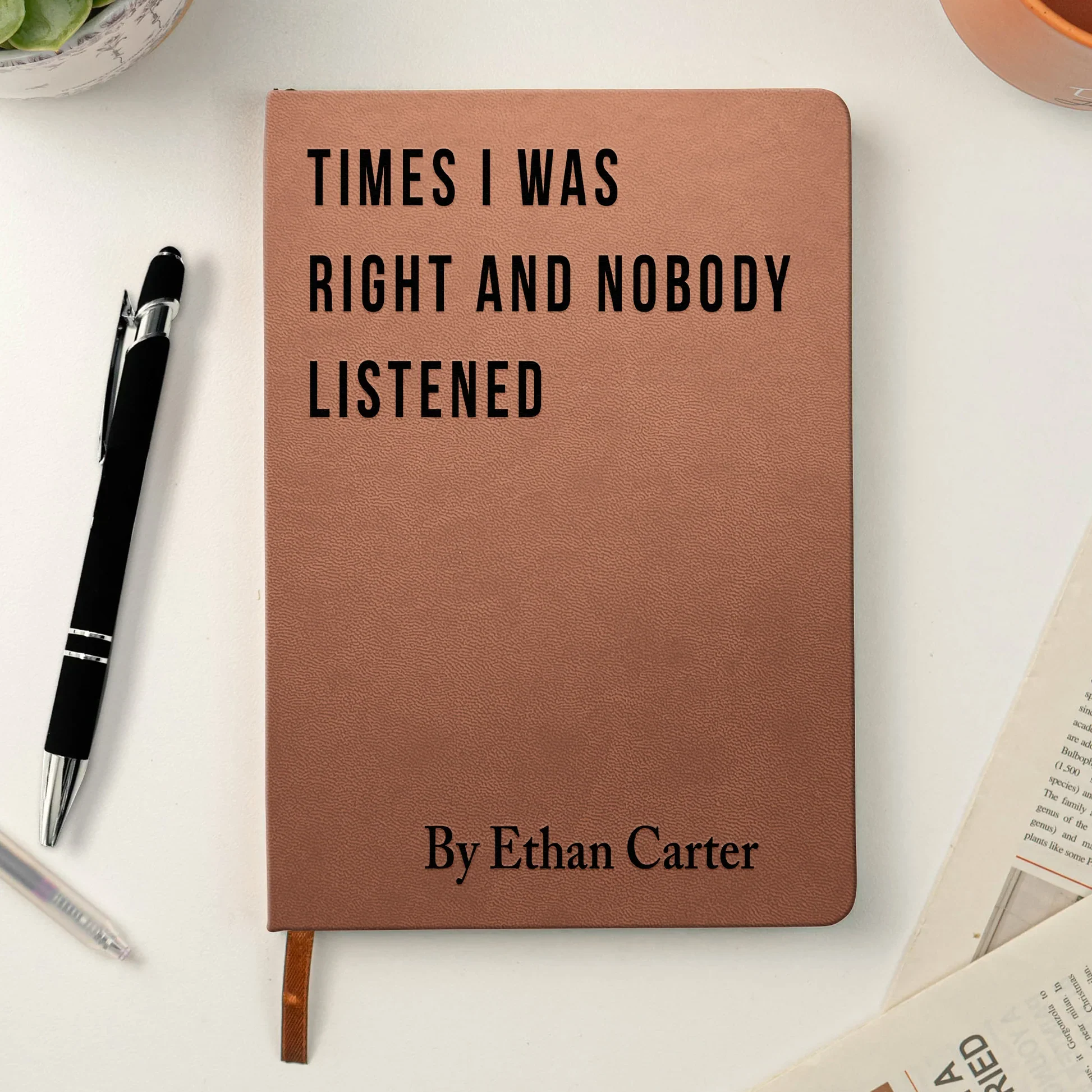 Personalized Leather Journal with Sarcastic Faux Book Cover Title, Funny Office Leather Journal, Unique Gag Gift for Coworkers & Friends - Image 3
