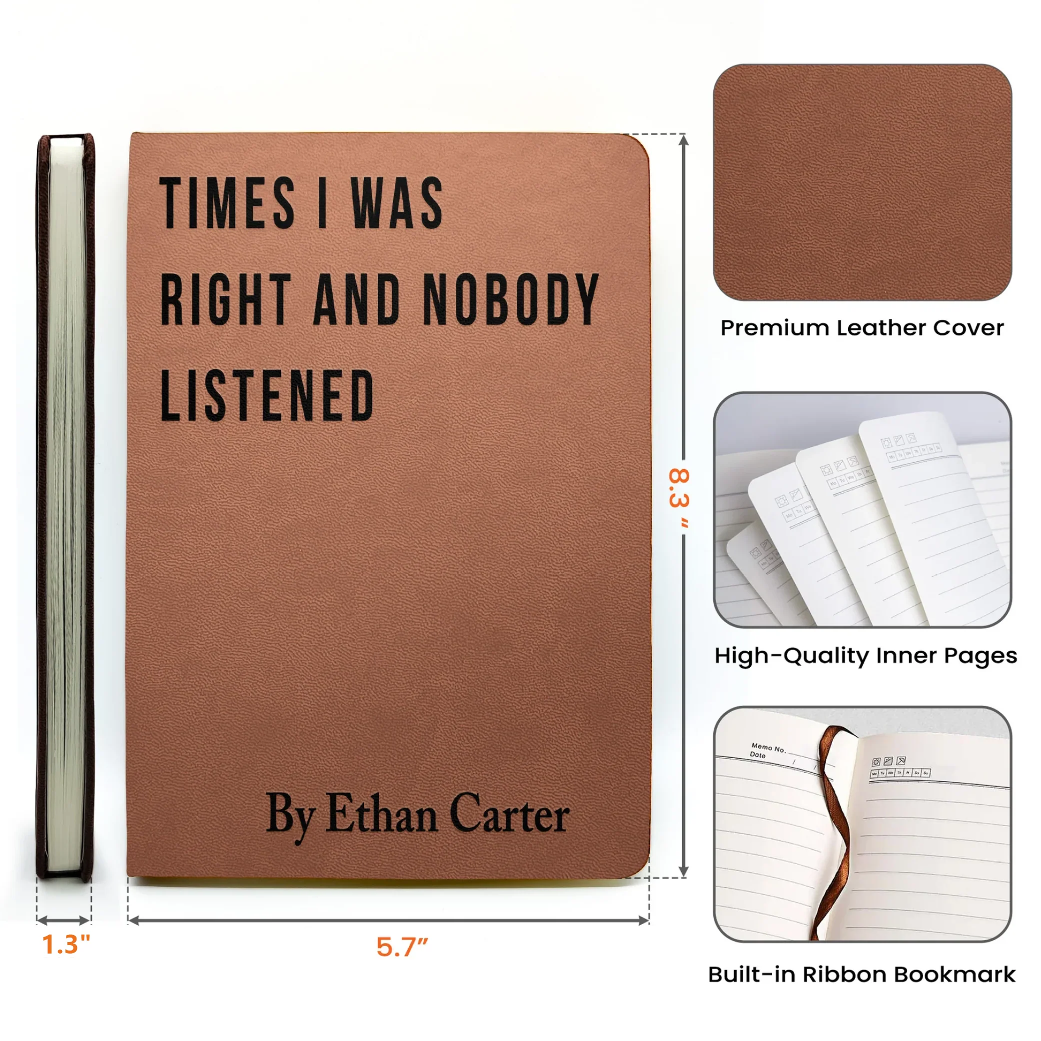 Personalized Leather Journal with Sarcastic Faux Book Cover Title, Funny Office Leather Journal, Unique Gag Gift for Coworkers & Friends - Image 4