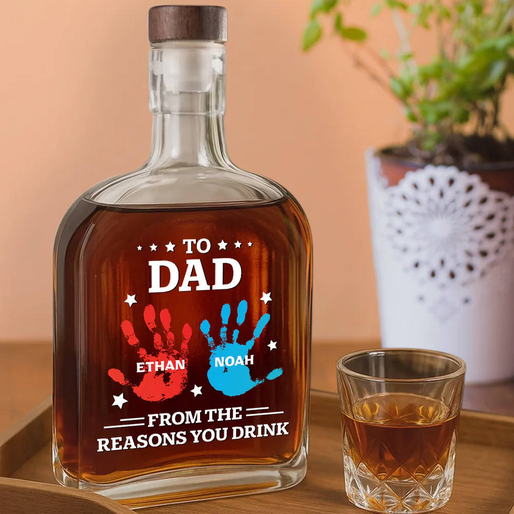 Personalized Whiskey Glass for Dad with Colorful Handprints, Funny Bar Whiskey Glass, Unique Gift from Kids for Special Occasions - Image 8