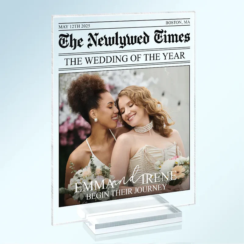 Custom Couple Acrylic Plaque Wedding Times Front Page – Elegant Personalized Decor for The Big Day, Anniversary & Romantic Gift - Image 5