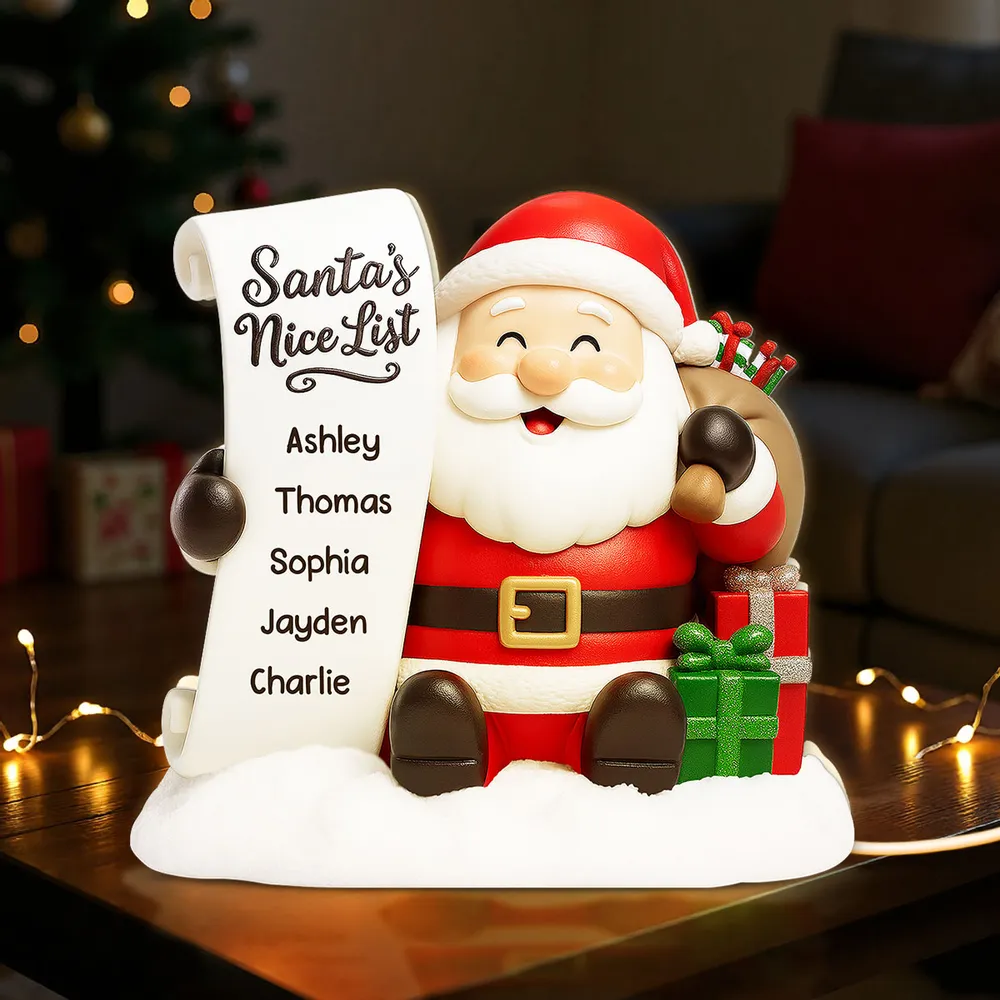 Santa Nice List Acrylic Light Box β Customized Christmas Gift for Friends & Family, Warm Glow Holiday Lamp for Mantel, Bookshelf or Party Display - Image 2