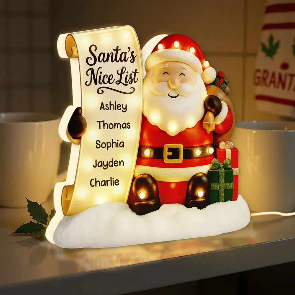 Santa Nice List Acrylic Light Box β Customized Christmas Gift for Friends & Family, Warm Glow Holiday Lamp for Mantel, Bookshelf or Party Display - Image 6