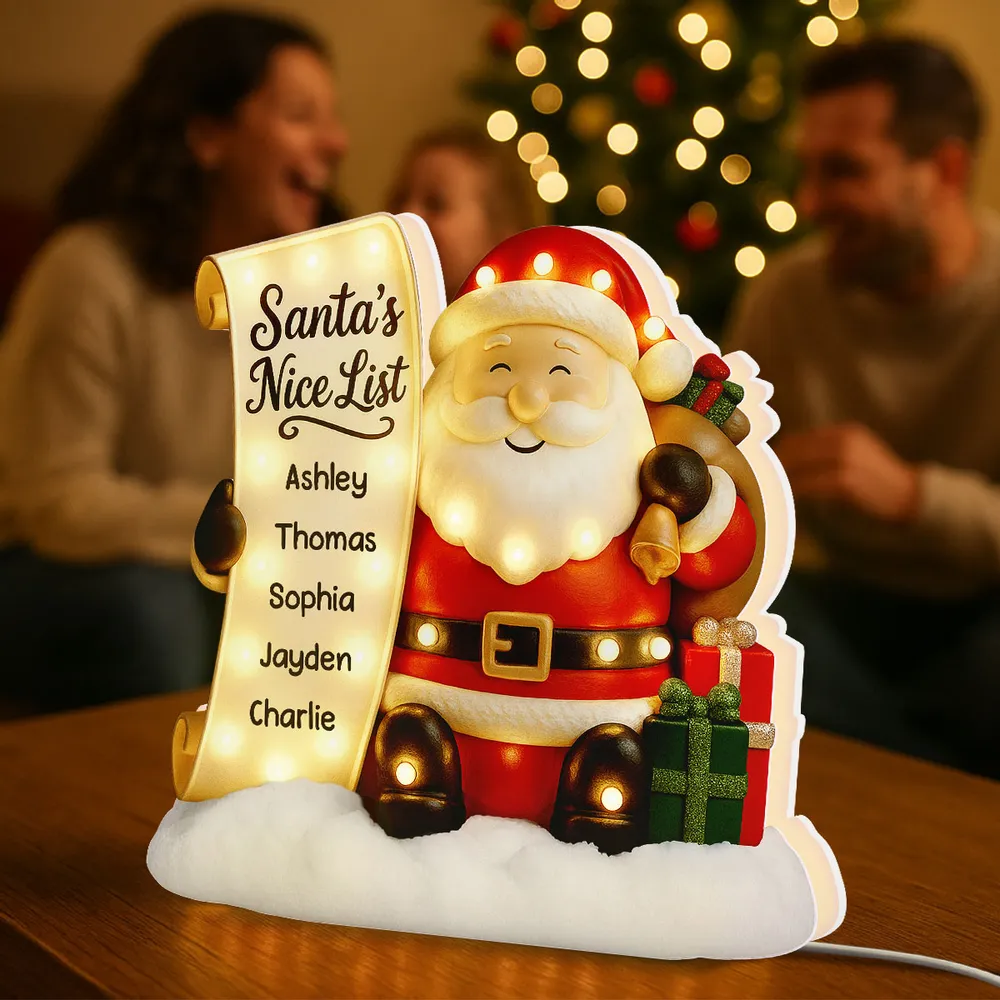 Santa Nice List Acrylic Light Box β Customized Christmas Gift for Friends & Family, Warm Glow Holiday Lamp for Mantel, Bookshelf or Party Display - Image 7
