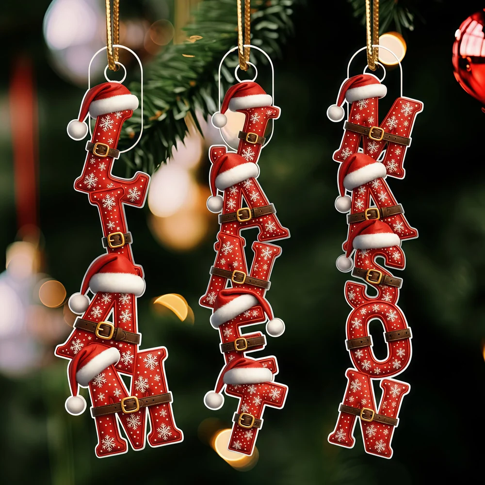 Personalized Acrylic Ornament with Santa Alphabet Letters, Custom Christmas Tree Decor, Unique Holiday Gift for Kids & Families