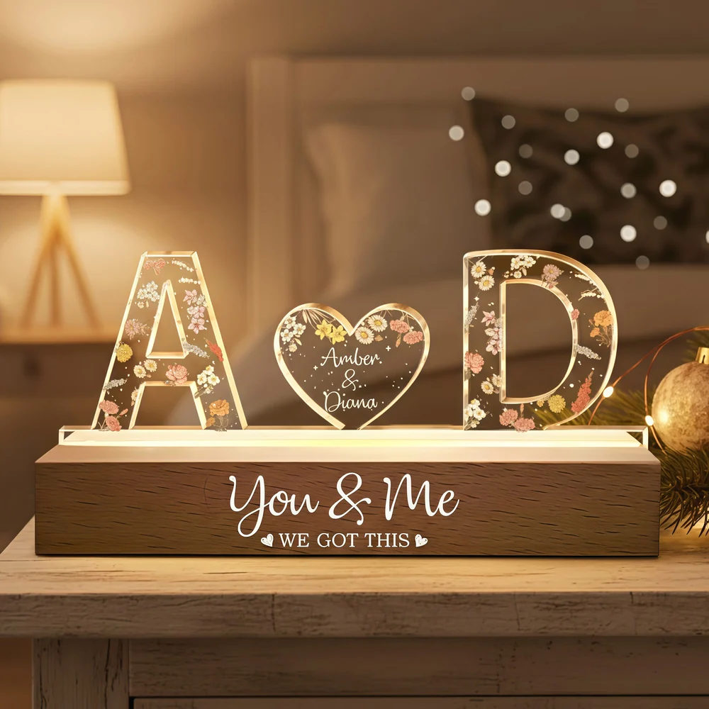 Personalized Shaped Acrylic Block LED Plaque Night Light You & Me We Got This Unique Gift for Couples